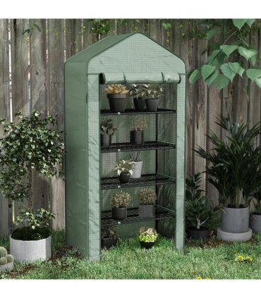 Outsunny Widened Mini Greenhouse 5 Tier Green House, 193H x 90W x 49Dcm, Green