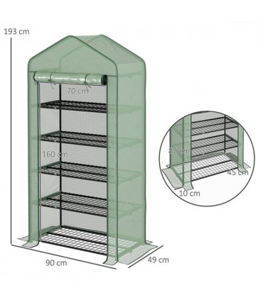Outsunny Widened Mini Greenhouse 5 Tier Green House, 193H x 90W x 49Dcm, Green