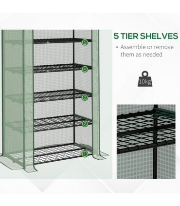 Outsunny Widened Mini Greenhouse 5 Tier Green House, 193H x 90W x 49Dcm, Green