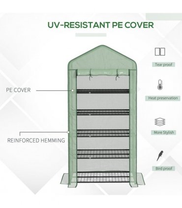 Outsunny Widened Mini Greenhouse 5 Tier Green House, 193H x 90W x 49Dcm, Green