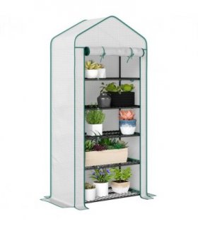 Outsunny Widened Mini Greenhouse 5 Tier Green House, 193H x 90W x 49Dcm, White