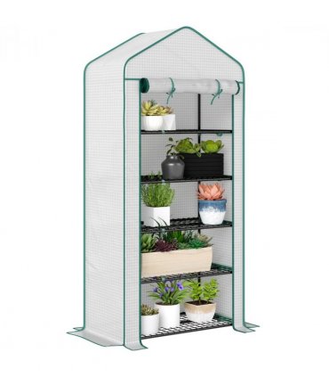 Outsunny Widened Mini Greenhouse 5 Tier Green House, 193H x 90W x 49Dcm, White