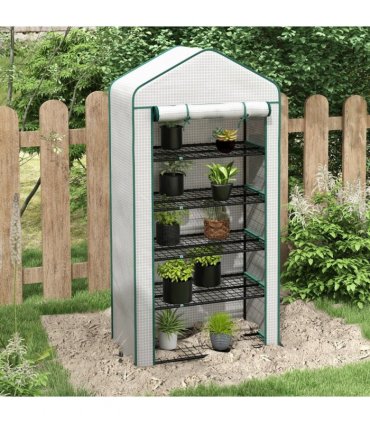 Outsunny Widened Mini Greenhouse 5 Tier Green House, 193H x 90W x 49Dcm, White