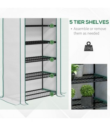 Outsunny Widened Mini Greenhouse 5 Tier Green House, 193H x 90W x 49Dcm, White