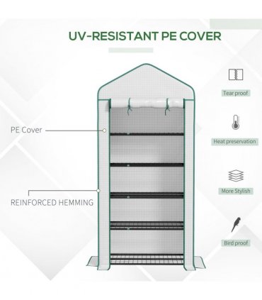 Outsunny Widened Mini Greenhouse 5 Tier Green House, 193H x 90W x 49Dcm, White