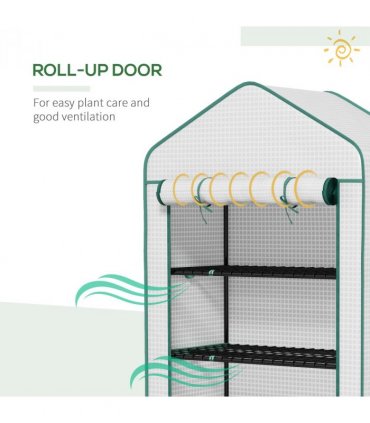 Outsunny Widened Mini Greenhouse 5 Tier Green House, 193H x 90W x 49Dcm, White
