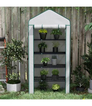 Outsunny Widened Mini Greenhouse 5 Tier Green House, 193H x 90W x 49Dcm, White