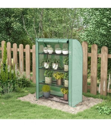 Green Steel Polyethylene 4 Tier Shelves 170H x 120W x 50Dcm Mini Green House