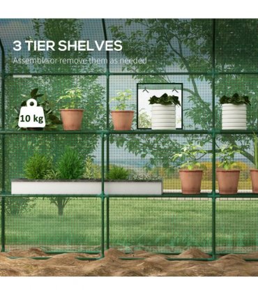 Outsunny Walk-in Outdoor Green House with Door and Mesh Windows, Green