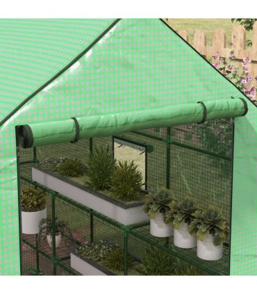 Outsunny Walk-in Outdoor Green House with Door and Mesh Windows, Green