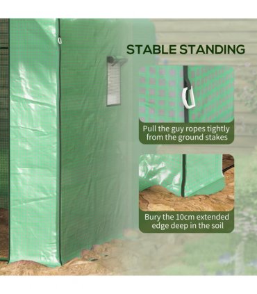 Outsunny Walk-in Outdoor Green House with Door and Mesh Windows, Green