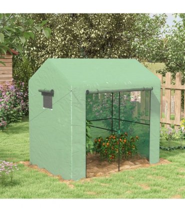Greenhouse Green Steel Polyethylene resistant cover Mesh windows Steel