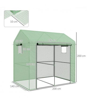 Greenhouse Green Steel Polyethylene resistant cover Mesh windows Steel
