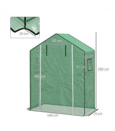 Outsunny PE Greenhouse Cover Replacement with Door and Mesh Windows, Green