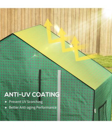 Outsunny PE Greenhouse Cover Replacement with Door and Mesh Windows, Green