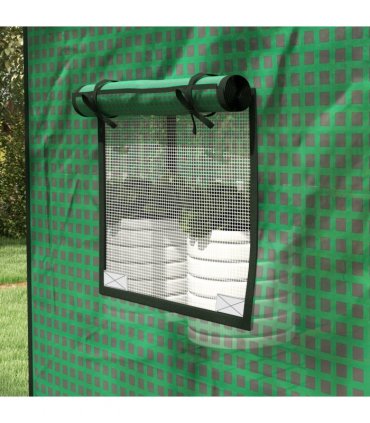 Outsunny PE Greenhouse Cover Replacement with Door and Mesh Windows, Green