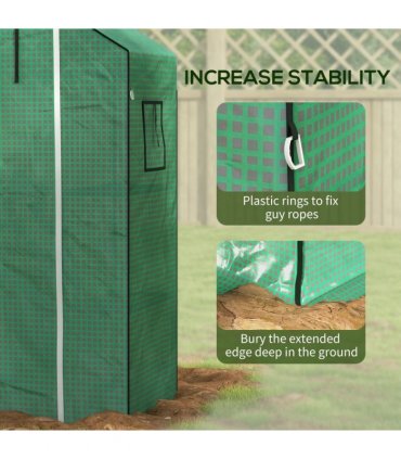 Outsunny PE Greenhouse Cover Replacement with Door and Mesh Windows, Green