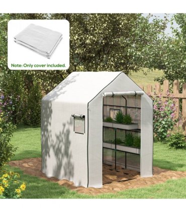 Greenhouse Cover White Polyethylene (PE) 140W x 143D x 190Hcm Outsunny Walk-in