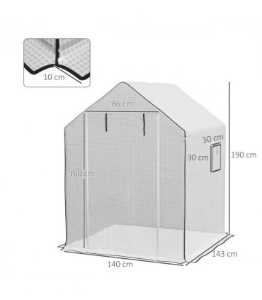 Greenhouse Cover White Polyethylene (PE) 140W x 143D x 190Hcm Outsunny Walk-in