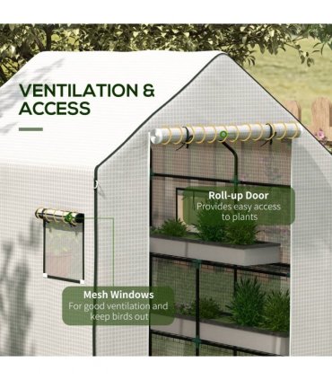 Greenhouse Cover White Polyethylene (PE) 140W x 143D x 190Hcm Outsunny Walk-in