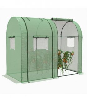 Outsunny Tomato Greenhouse with 2 Roll-up Doors and 4 Mesh Windows, Green