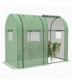 Outsunny Tomato Greenhouse with 2 Roll-up Doors and 4 Mesh Windows, Green