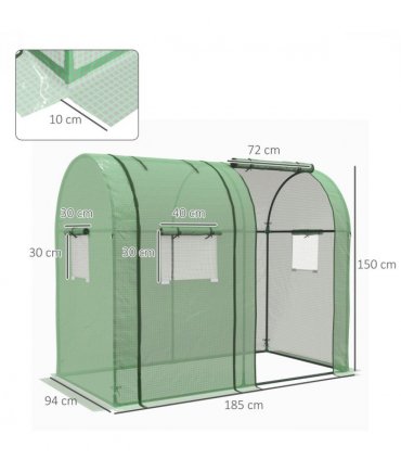 Outsunny Tomato Greenhouse with 2 Roll-up Doors and 4 Mesh Windows, Green