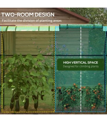 Outsunny Tomato Greenhouse with 2 Roll-up Doors and 4 Mesh Windows, Green