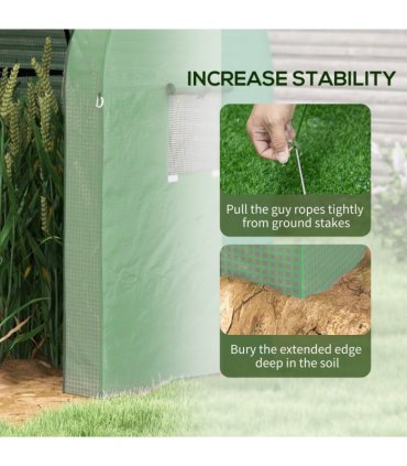 Outsunny Tomato Greenhouse with 2 Roll-up Doors and 4 Mesh Windows, Green
