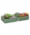 Outsunny Set of 2 Raised Garden Bed Galvanised Planter Box Easy Setup Green