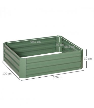 Outsunny Set of 2 Raised Garden Bed Galvanised Planter Box Easy Setup Green