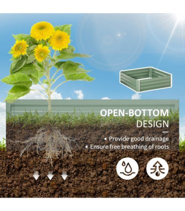 Outsunny Set of 2 Raised Garden Bed Galvanised Planter Box Easy Setup Green