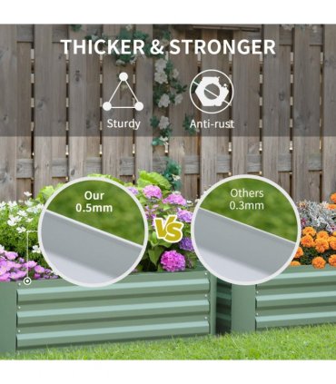 Outsunny Set of 2 Raised Garden Bed Galvanised Planter Box Easy Setup Green