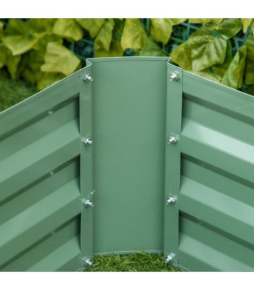 Outsunny Set of 2 Raised Garden Bed Galvanised Planter Box Easy Setup Green