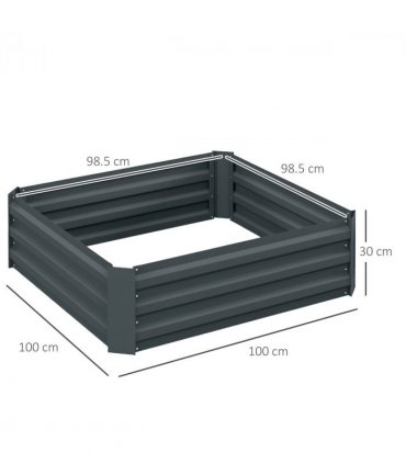 Outsunny Set of 2 Raised Garden Bed Galvanised Planter Box Easy Setup Dark Grey