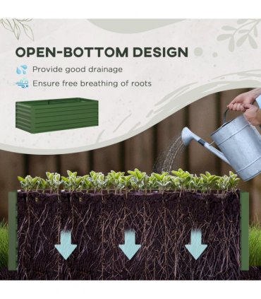 Outsunny Galvanised Steel Outdoor Raised Bed w/ Reinforced Rods, Green