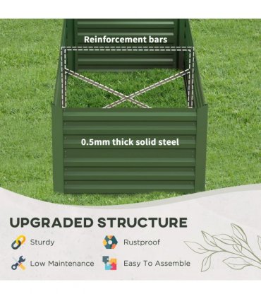 Outsunny Galvanised Steel Outdoor Raised Bed w/ Reinforced Rods, Green