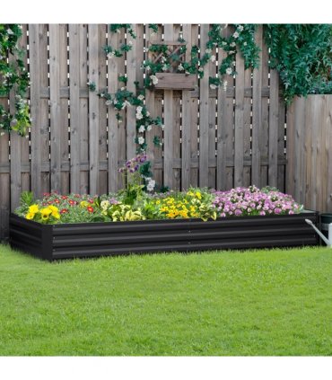 Outsunny Galvanised Raised Garden Bed Metal Planter Box with Open Bottom, Grey