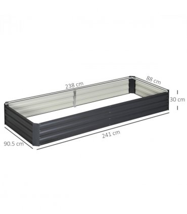 Outsunny Galvanised Raised Garden Bed Metal Planter Box with Open Bottom, Grey