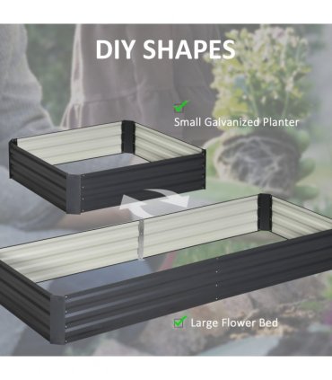 Outsunny Galvanised Raised Garden Bed Metal Planter Box with Open Bottom, Grey