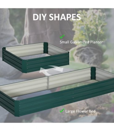 Outsunny Galvanised Raised Garden Bed Metal Planter Box with Open Bottom, Green