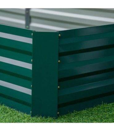 Outsunny Galvanised Raised Garden Bed Metal Planter Box with Open Bottom, Green