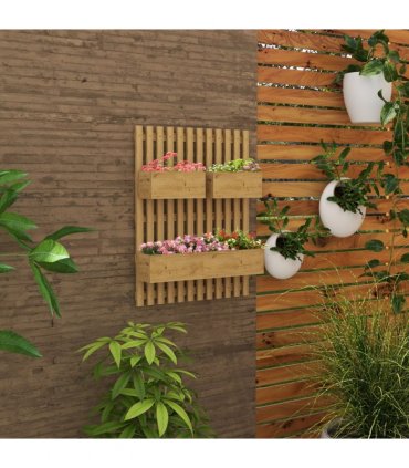 Outsunny Wooden Garden Planters with Trellis Wall-mounted Raised Garden Bed