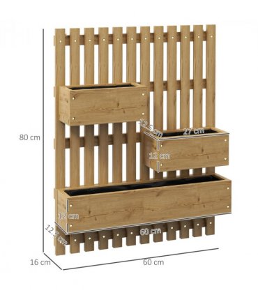 Outsunny Wooden Garden Planters with Trellis Wall-mounted Raised Garden Bed