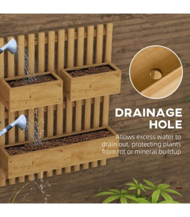 Outsunny Wooden Garden Planters with Trellis Wall-mounted Raised Garden Bed