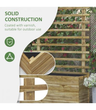 Outsunny Garden Wooden Trellis Planter Box Raised Bed w/ 4 Wheels, Natural