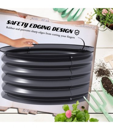 Outsunny Set of 2 Raised Garden Bed Metal Planter Box with Safety Edging, Grey