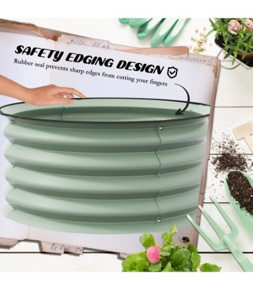 Outsunny Set of 2 Raised Garden Bed Metal Planter Box with Safety Edging, Green
