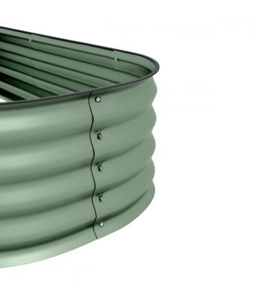 Outsunny Galvanised Raised Garden Bed Planter Box with Safety Edging, Green