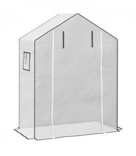 Outsunny PE Greenhouse Cover Replacement with Door and Mesh Windows, White